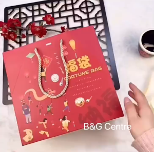 CNY 2026 Fu Bag Hard Paper Gift Goodies Carrier Tote Horse Year Festive Chinese New Year Present 新年春节马年送禮包裝福袋