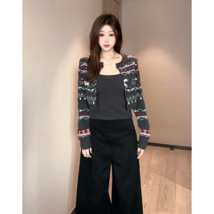 YUEZHONGWEI | Layered Wearable Grey Knit Sweater and Tank Top Set