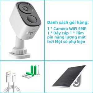 Camera An Ninh Nhà Thông Minh Wifi Năng Lượng Mặt Trời Có Âm Thanh Hai Chiều Lưu Trữ Thẻ SD & Cloud Cảm Biến Hồng Ngoại PIR Camera IP Trong Nhà Hình Vòm Màu Trắng