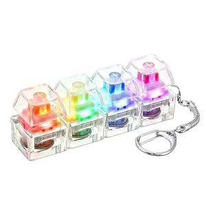 LED Keyboard Keychain Fidget Toys Crystal Clicker Sensory Toy for Stress Relief Keyboard Keychain Fidget Gadget for Adults Kid