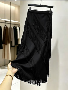 Fringe Elegant Slimming Easy-to-match Niche Straight Skirt