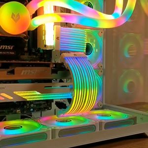 Cover Dây Nguồn Coolmoon Aosor AL200 / AL300 ARGB Neon - Trang Trí Dây Nguồn 24 Pin Mainboard Và VGA