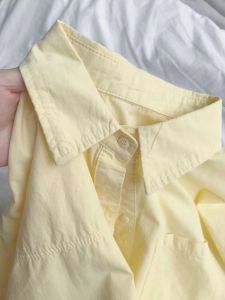 French Minority Design Pure Cotton White Yellow Show Bandage Dress Shirt Womens Inner Wear Loose Versatile Slimming Long Sleeves Fashion