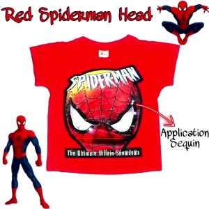KAOS ANAK LAKI-T-SHIRT APLIKASI SEQUIN KARAKTER SUPERHERO
