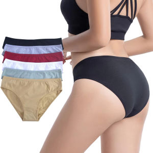 Sentexin 6PCS Womens Cotton Panties Middle Waist Briefs Underwear Female Intimate Lingerie M/L/XL