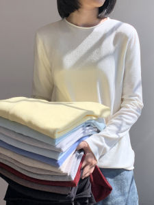 Soft Long Sleeve Basic Round Neck T-Shirt Women's Autumn New Knitted Sweater Cozy Base Layer Shirt Top Commute Slim Fit Style