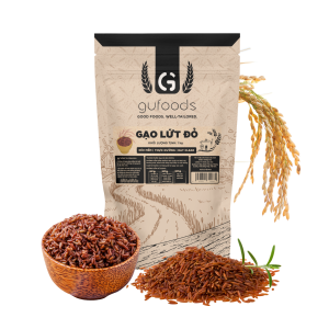 Gạo lứt đỏ GUfoods - Dẻo mềm ngon cơm Giàu chất xơ Healthy Thực dưỡng Eat clean Tập gym (túi zip 1kg)