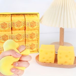 Squishy Square Cheese Squeeze Toys Slow Rebound Push Stress Relief Sensory Toy Soft Butter Cheese Fidget Toy Christmas Present