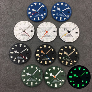 29mm NH34 Mod Pelagos Vintage Watch Dial 4 Hands Set With Date Window Black White Blue Green Dials For Retro GMT Watches Parts