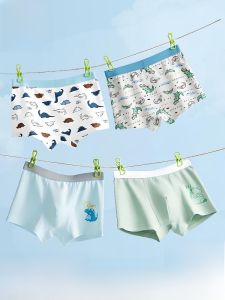 Miiow | Childrens Cotton Underwear Antibacterial Flat Angle Pants Soft Elastic Fibers Suitable For Boys Ages 1-13 Comfortable Briefs