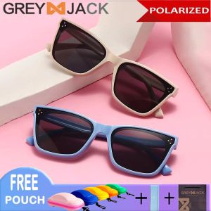 Grey Jack Kacamata Anak Sunglasses Hitam Polarized Anti UV / Anti Silau Bentuk Kotak Tr90 Fashion Anak Perempuan dan Laki-laki 0019
