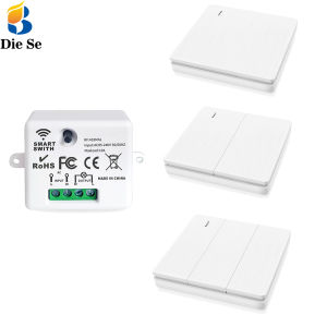 Diese AC 110V 120V 210V 220V 230V 10A 1Ch Kích Thước Mini Đèn Đa Năng Thu Mô Đun Rơ Le RF433MHz không Dây Treo Tường Pannel Tự Làm Cho Đèn