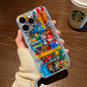 Transparent Cartoon Mechanical Maze Mario Phone Case for  17/16 15 New 14Plus 13PRO MAX 12MINI 11 ANIME XS Creative High End Air XR