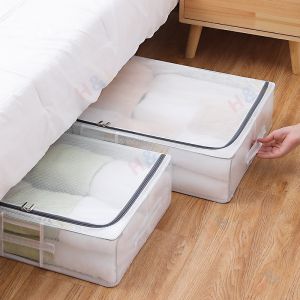 🚚SG Seller🚚Large bed bottom storage box Dormitory Quilt Sorting Box Waterproof Steel Frame Storage Box Home Wardrobe Organizer Storage For Cloth Toys Books