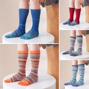 Combed Cotton Five Finger Socks Sport Man Long Striped Compression Thermal Sweat-Absorbing Fitness Outdoor Travel Toe Socks Boy