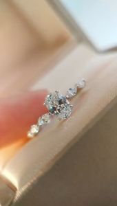 silver original italy 925 set Elliptical crystal zircon birthstone sparkling diamond ring for women promise ring