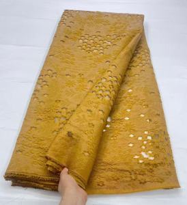 2026 Nigerian Jacquard Brocade Lace Fabric High Quality 5 Yards Gilding African Organza Lace Fabric Wedding Dress for Sewing