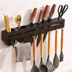 Rak Pisau Dinding Dapur Stainless Steel Rak Gantung Dapur Multifungsi Rak tempel