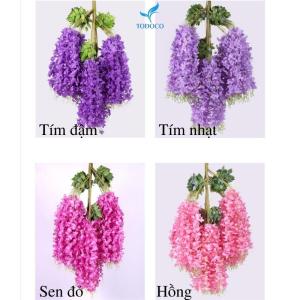 Cành hoa tử đằng giả TODOCO cành dài 110cm - Treo tường trang trí nhà cửa phòng khách đẹp quán cafe sự kiện lễ kết hôn nhà hàng tiệc cưới ngoại thất