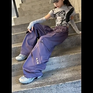2025 Cargo Pants For Kids Girl 7-15yrs 4 Pockets Design Street Style Baggy Pants For Kids Girl Dance Outfit For Kids Girl