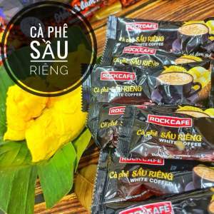 [Chính Hãng Rock Cafe] Cà phê sầu riêng rock cafe túi 30 gói x 20g mẫu mới. Cafe sữa vị sầu riêng durian white coffee thơm ngon đậm vị. Cà phê sữa hoà tan.