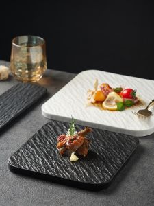 Simplified Rock Pattern Ceramic Plate High-End Sense Western Dinner Plate Steak Sushi Plate Frosted Japanese Atmosphere Sense
