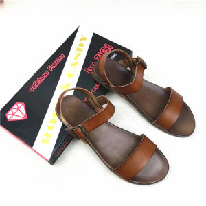 American Original Fried Soft Plaid Ankle-Strap Buckle Sandals Vintage Casual All-Matching Flat Bottom Flat Heel Pure Color Plus Size Womens Shoes