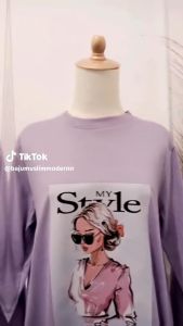 Midi Dress Wanita Jumbo Adea Midi Kaos Katun Combed 24s Sablon S M L XL XXL 3XL Long Tunik Casual