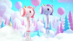 New Unicorn Bubble Machine Handheld Bubble Wand Bubble Machine for Children Fully Automatic Light Bubble Wand