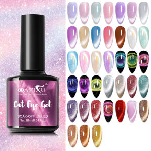 QAZIXU MultiColor Cat Eye Gel Nail Polish Soak Off UV LED Red Pink Glitter Magnetic Varnish Semi Permanent Nail Art