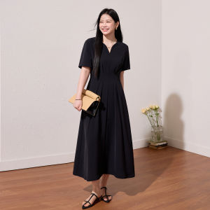 Luxury Style Large Size Slimming Waist Black Long Dress