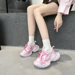 รองเท้าผ้าใบลำลองสำหรับคู่รัก ทรงหัวมน ส้นหนา ทรงสปอร์ต ฤดูใบไม้ผลิและฤดูร้อน รองเท้าผ้าใบแบบสวมสบายสำหรับทั้งชายและหญิง