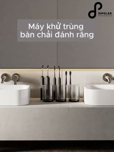 Máy Khử Trùng Bàn Chải Đánh Răng DIPOLAR Bằng Tia Cực Tím Diệt 99.9% Vi Khuẩn Kệ Nhả Kem Đánh Răng - DMKT01