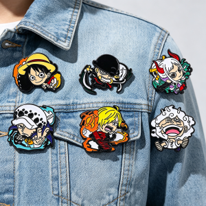 Bandai | Q Version Pirate Cartoon Character Enamel Lapel Pin Metal Brooches for Jackets Backpacks Collectible Jewelry Gift for Fans