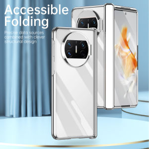 Zeallion Frosted Plating Hinge Phone Case for [ Huawei Mate X3 5G] with Folding Bracket and Front Screen Glass Film Cover