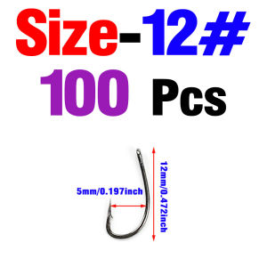 100Pcs/Pack 12# 14# 16# 18# Black Nickel Trout Single Hook With Barb High Carbon Steel Fishing Flies Spoon Hooks