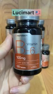 Viên uống bổ sung Vitamin B6 100mg - thuần chay - Horbaach hũ 120 viên [Hàng Mỹ]