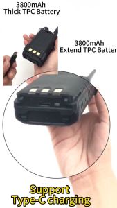 BAOFENG UV-5R Battery 3800mAh Type-C Charging Extended Battery for UV5R BF-8HP UV-5R Series Radios High Capacity Battery with Type-C Charging Cable