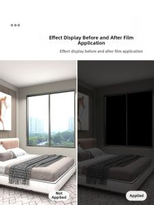 Black Non-Light Permeable Privacy Window Stickers Full Light Blocking Glass Film Sunshade Decorations for Bedroom Windows