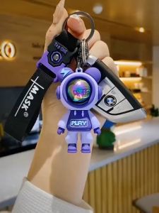 BECORATE Cartoon Lightning Bear Keychain Cute Astronaut Bear Doll Keyring Bag Pendant Couple Car Keyholder