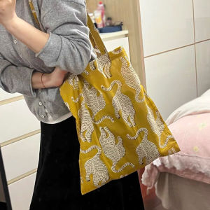 Spring New Traditional Cotton Block Printing Single Shoulder Bag Eco Bag Korean Simple Thin Cloth Bag Environmentally Friendly