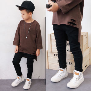 Quần Jeans Denim Ôm Vừa Vặn Cho Trẻ Em Quần Dài Thường Ngày Thời Trang Màu Đen Cho Trẻ Em Cỡ Nhỏ Trung Lớn Quần Sọc Cho Trẻ Em