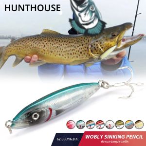 เหยื่อปลอม Hunthouse Wobly แบบดินสอ สำหรับตกปลาทะเล ชนิดจมช้า น้ำหนัก 16.8 กรัม ขนาด 62 มม. สำหรับปลาเทราต์ ปลาซีบาส รุ่น LW540
