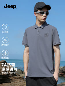 Jeep Polo Shirt Mens Short Sleeve Fashionable Versatile Summer Cotton T-Shirt Standard Fit Youthful Urban Style MK