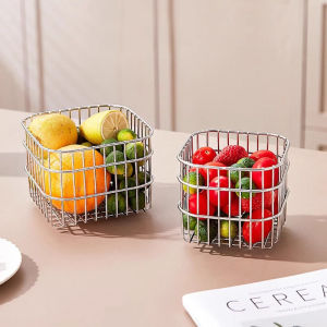 Square Stainless Steel Storage Basket Multi-Functional Fruit and Vegetable Container for Kitchen Organization