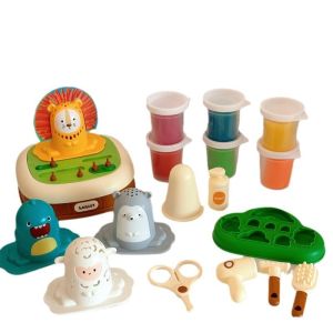 K-style Colored Clay Animal Barber Hair Cutting Kindergarten Plasticene Brickearth Toy Play House Interactive Toy