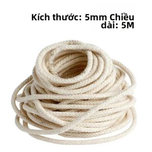 Dây Bấc Đèn Dầu Cotton Cho Đèn Thủy Tinh Đường Kính 2-8mm Chiều Dài 3/5/10m Phụ Kiện Làm Nến Tự Làm Tương Thích Với Nhiên Liệu Cồn