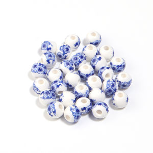 20-30pcs 6/8/10/12mm Jingdezhen Ceramic Beads Blue Plum Blossom Loose Porcelain Beads For Jewelry Making DIY Bracelet Necklace