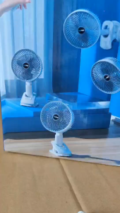 SZ Summer cooling fan 360° rotation clip-on desktop mini fan 5 inch rechargeable plastic solar fan Solar folding fan