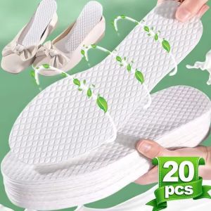 20Pcs Natural Wood Pulp Insoles Sweat-Absorbing Without Stickiness Light Pads Women Men Spring Summer Breathable Thin Non-Slip Cushion